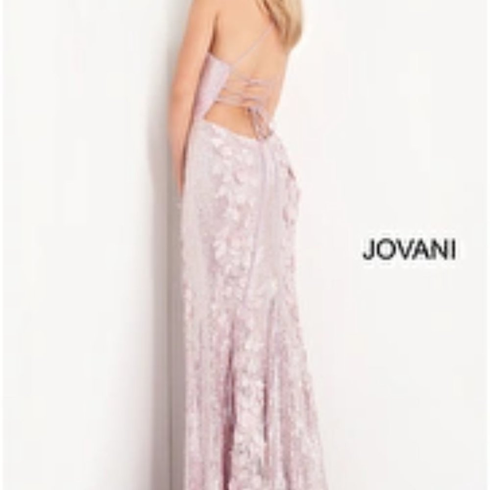 Jovani 06109 Ice Pink Sweetheart Neck Floral Prom Dress - Picture 3 of 5